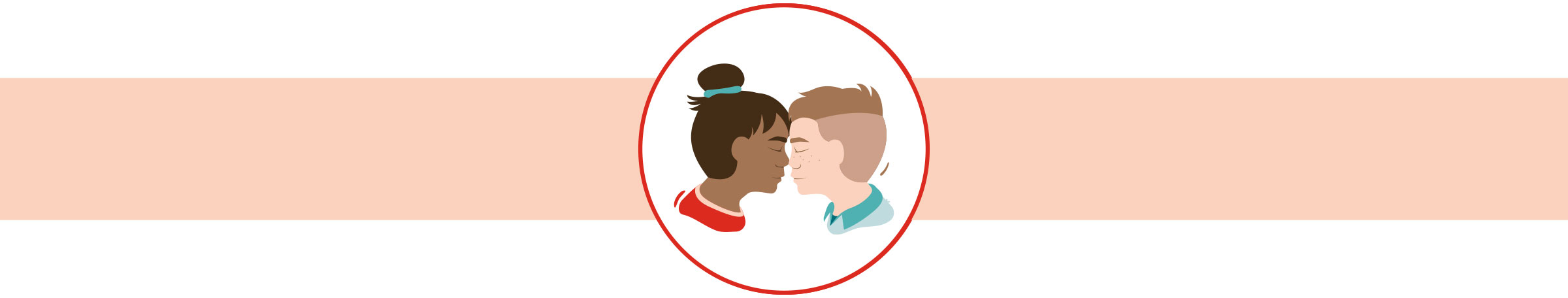 Attitudes and values icon; two people hongi – one Māori and the other Pākehā